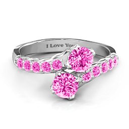 Intricate Infinity Two Stone Ring in 925 Sterling Silver with Pink Tourmaline