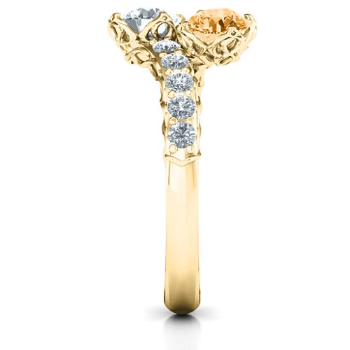 Intricate Infinity Two Stone Ring – 10K Yellow Gold with Citrine and Cubic Zirconia