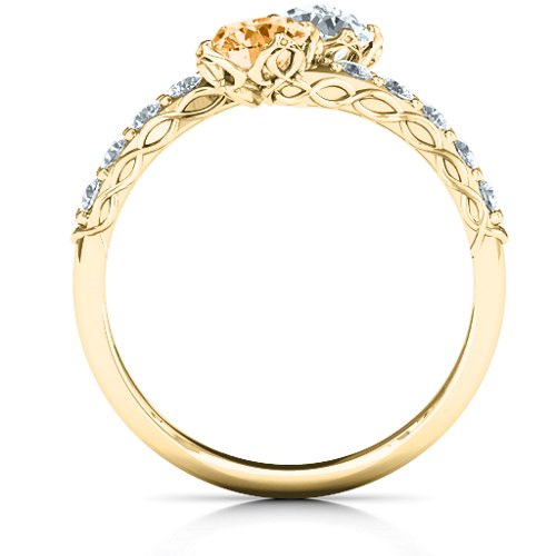 Intricate Infinity Two Stone Ring – 10K Yellow Gold with Citrine and Cubic Zirconia