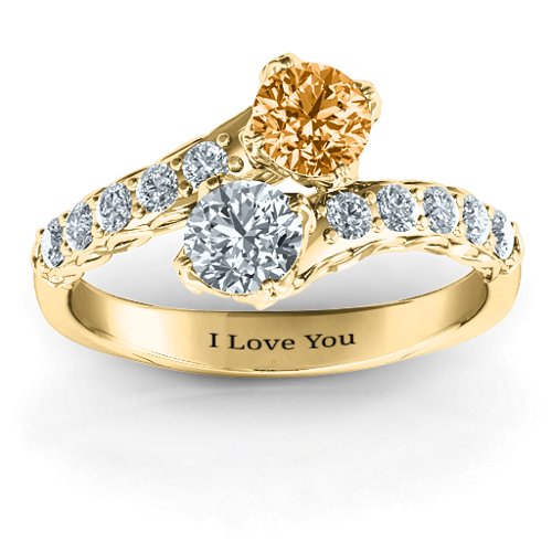 Intricate Infinity Two Stone Ring – 10K Yellow Gold with Citrine and Cubic Zirconia