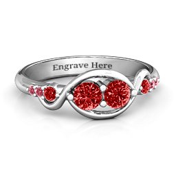 Classic Curves Two-Stone Ring in 925 Sterling Silver with Garnet and Red Premium Zirconia