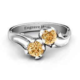 Two Stone Sparkle Ring in 925 Sterling Silver with Citrine
