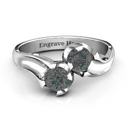 Two Stone Sparkle Ring in 925 Sterling Silver with Alexandrite