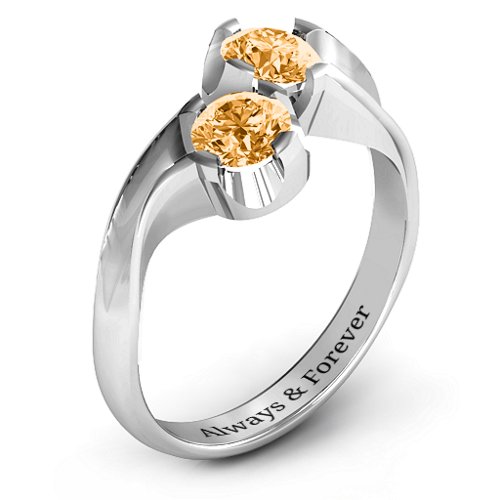 Two Stone Sparkle Ring – Sterling Silver with Citrine