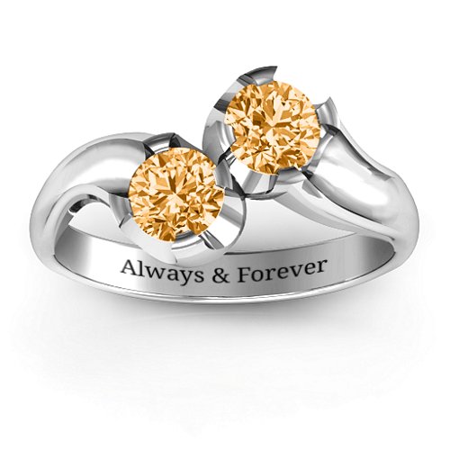 Two Stone Sparkle Ring – Sterling Silver with Citrine