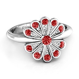 Pretty As A Peacock Ring in 925 Sterling Silver with Garnet