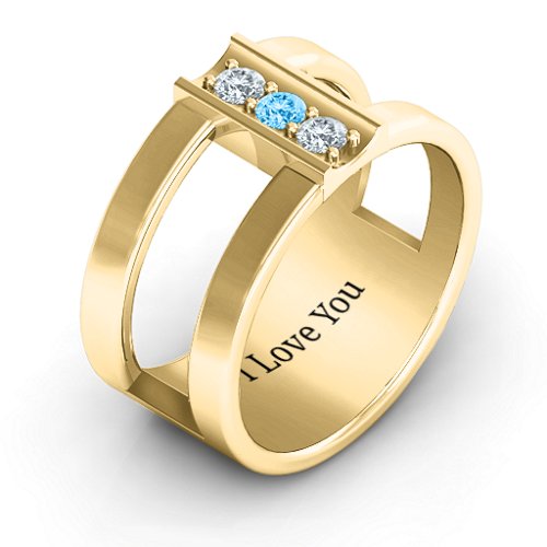 Layers Of Love Ring – 10K Yellow Gold with Cubic Zirconia and Blue Topaz