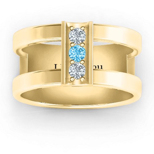 Layers Of Love Ring – 10K Yellow Gold with Cubic Zirconia and Blue Topaz