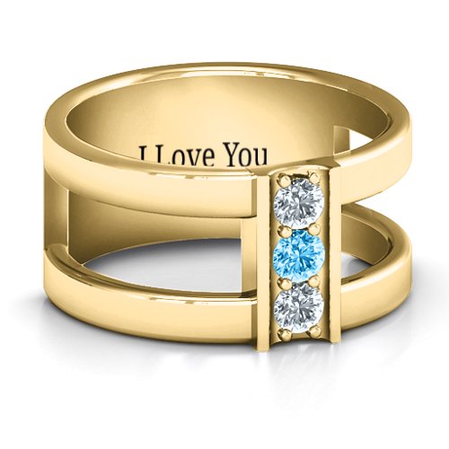 Layers Of Love Ring – 10K Yellow Gold with Cubic Zirconia and Blue Topaz