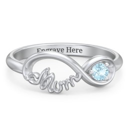 Infinite Bond Mum Ring in 925 Sterling Silver with Blue Topaz