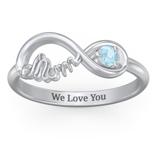 Infinite Bond Mum Ring – Sterling Silver with Blue Topaz