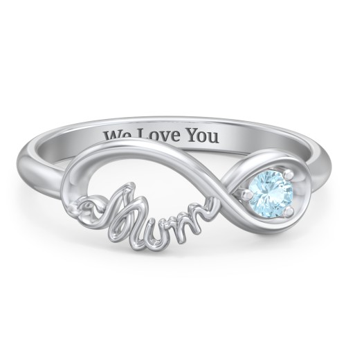 Infinite Bond Mum Ring – Sterling Silver with Blue Topaz