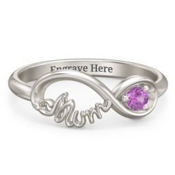 Infinite Bond Mum Ring in 10K Solid White Gold with Amethyst