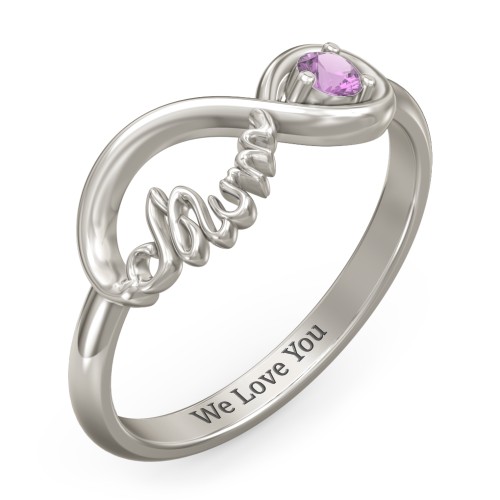 Infinite Bond Mum Ring – 10K White Gold with Amethyst