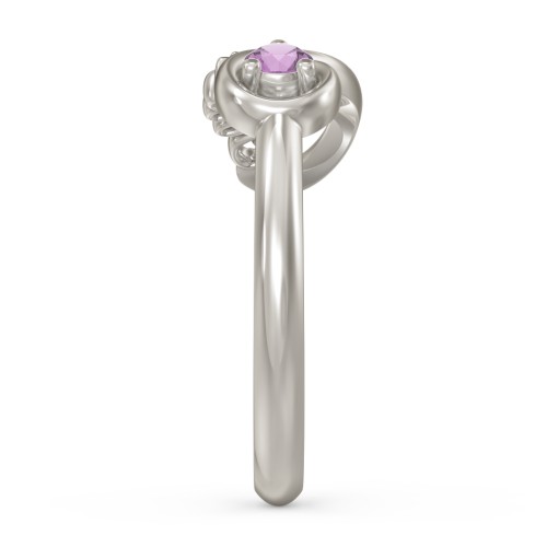 Infinite Bond Mum Ring – 10K White Gold with Amethyst