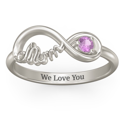 Infinite Bond Mum Ring – 10K White Gold with Amethyst
