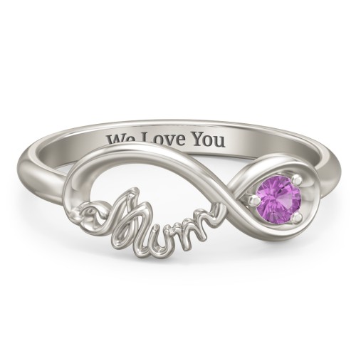 Infinite Bond Mum Ring – 10K White Gold with Amethyst