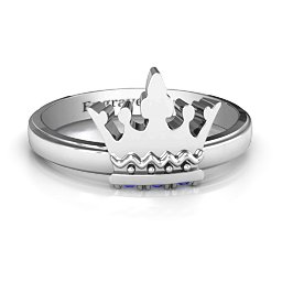 Royal Family Princess Tiara Ring in 925 Sterling Silver with Blue Sapphire
