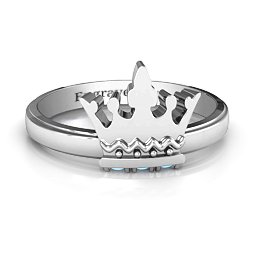 Royal Family Princess Tiara Ring in 925 Sterling Silver with Blue Topaz