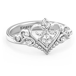 Fairytale Princess Tiara Ring in 925 Sterling Silver
