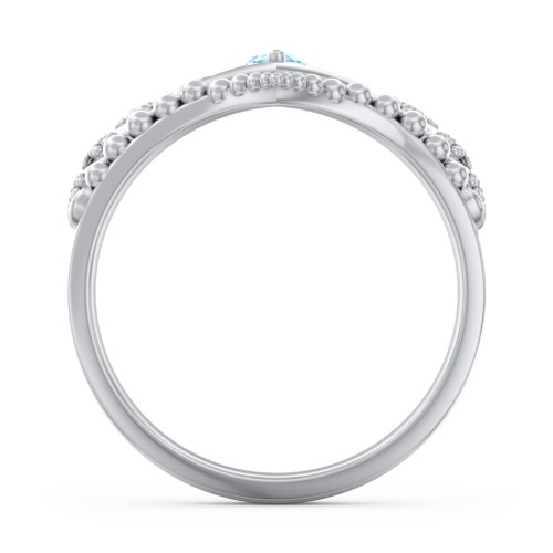 Heart Tiara Ring with Marquise Gemstone – Sterling Silver with Blue Topaz and Fancy Blue Premium Zirconia