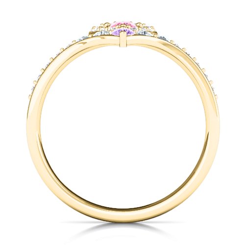 Queen Of My Heart Tiara Ring – 10K Yellow Gold with Pink Tourmaline, Amethyst, Cubic Zirconia, and White Premium Zirconia