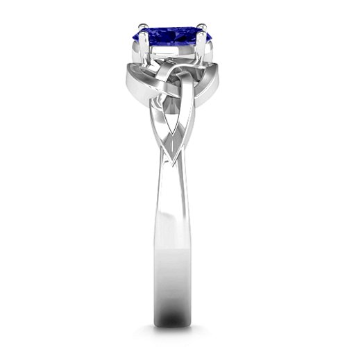 Trinity Knot Oval Gemstone Ring – Sterling Silver with Blue Sapphire