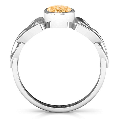 Trinity Knot Ring With Bezel-Set Oval Stone – Sterling Silver with Citrine