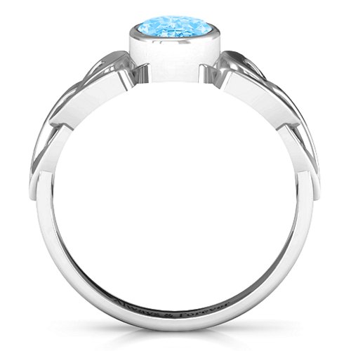 Trinity Knot Ring With Bezel-Set Oval Stone – Sterling Silver with Blue Topaz