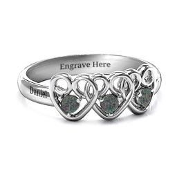 Three's Company Triple Heart Gemstone Ring in 925 Sterling Silver with Alexandrite