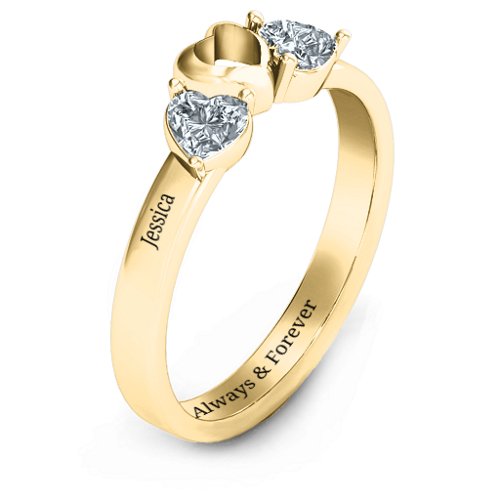 Sparkling Sweethearts Two-Stone Ring – 10K Yellow Gold with Cubic Zirconia