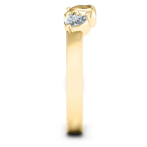 Sparkling Sweethearts Two-Stone Ring – 10K Yellow Gold with Cubic Zirconia