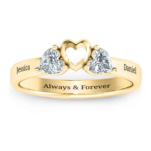Sparkling Sweethearts Two-Stone Ring – 10K Yellow Gold with Cubic Zirconia