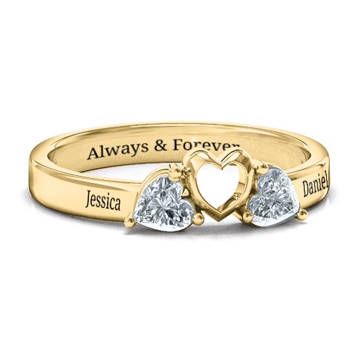 Sparkling Sweethearts Two-Stone Ring – 10K Yellow Gold with Cubic Zirconia