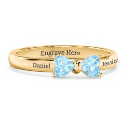 Adorable Bow Ring in 18K Gold Plated Silver with Blue Topaz
