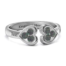 Heart To Heart Wraparound Ring in 925 Sterling Silver with Alexandrite