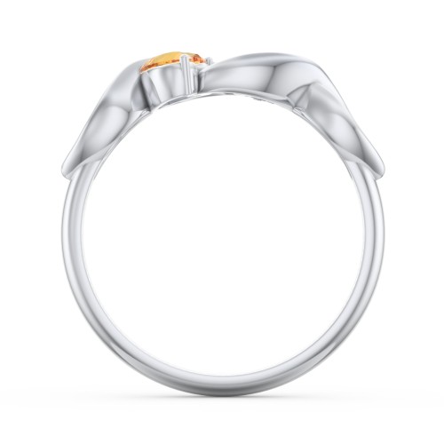 Heavenly Hearts Ring with Heart Birthstones – Sterling Silver with Citrine