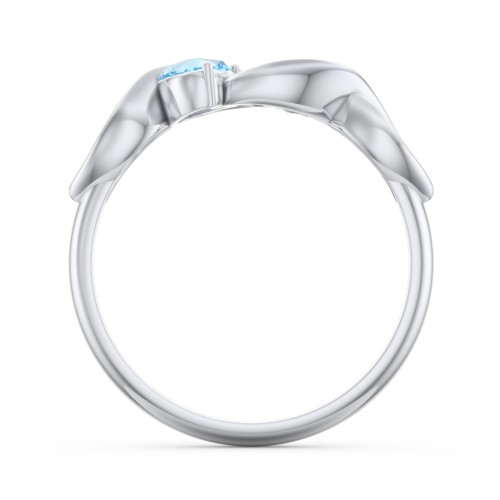Heavenly Hearts Ring with Heart Birthstones – Sterling Silver with Blue Topaz