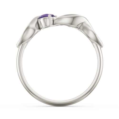 Heavenly Hearts Ring with Heart Birthstones – 10K White Gold with Amethyst