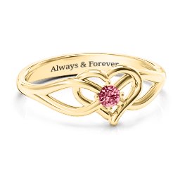 Everlasting Elegance Interwoven Heart Ring in 10K Solid Yellow Gold