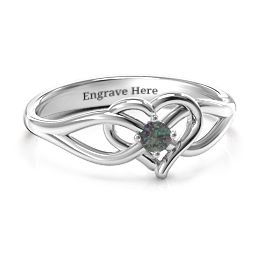 Everlasting Elegance Interwoven Heart Ring in 925 Sterling Silver with Alexandrite, Amethyst Premium Zirconia, Red Premium Zirconia, and Amethyst