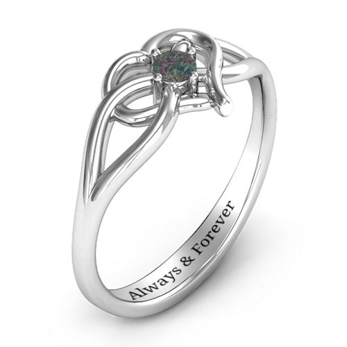 Everlasting Elegance Interwoven Heart Ring – Sterling Silver with Alexandrite