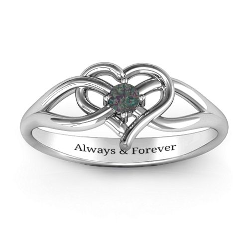 Everlasting Elegance Interwoven Heart Ring – Sterling Silver with Alexandrite