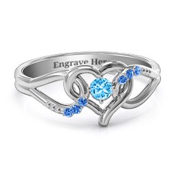 You Have My Heart Ring with Accents in 925 Sterling Silver with Blue Topaz and Fancy Blue Premium Zirconia