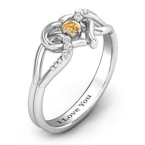 You Have My Heart Ring with Accents – Sterling Silver with Citrine and White Premium Zirconia