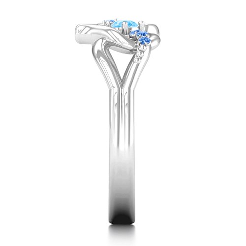You Have My Heart Ring with Accents – Sterling Silver with Blue Topaz and Fancy Blue Premium Zirconia