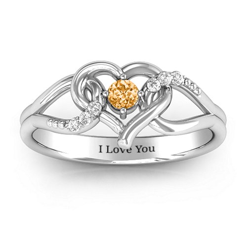 You Have My Heart Ring with Accents – Sterling Silver with Citrine and White Premium Zirconia