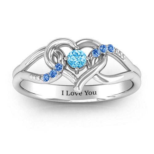 You Have My Heart Ring with Accents – Sterling Silver with Blue Topaz and Fancy Blue Premium Zirconia