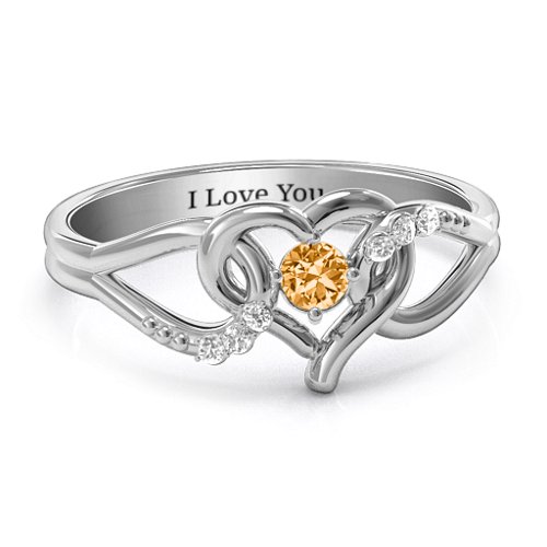 You Have My Heart Ring with Accents – Sterling Silver with Citrine and White Premium Zirconia