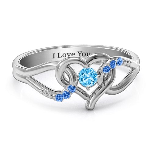 You Have My Heart Ring with Accents – Sterling Silver with Blue Topaz and Fancy Blue Premium Zirconia